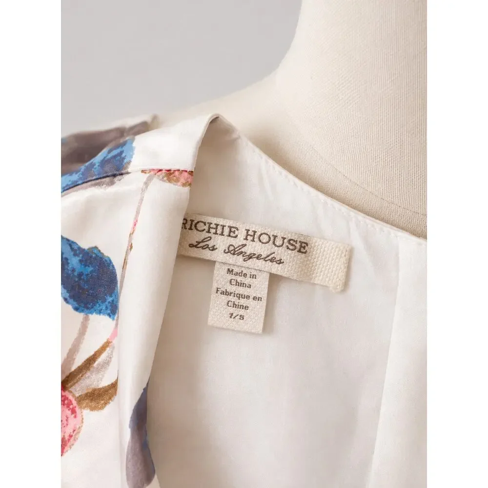 Richie House Girls 7/8 Watercolor Floral Dress Pink Flower Sleeveless